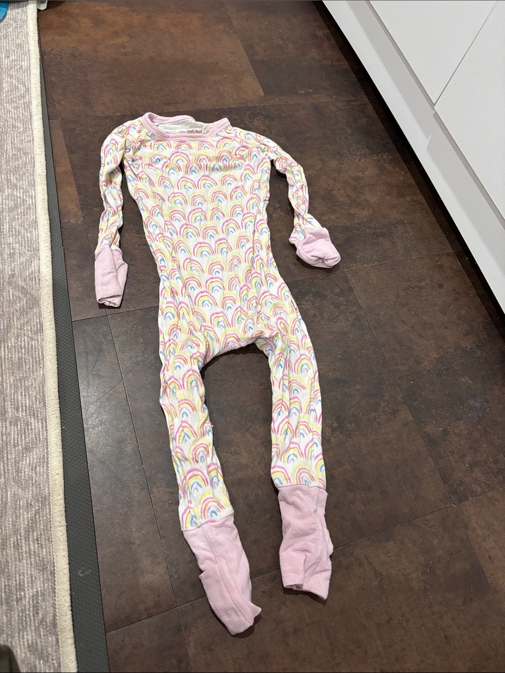 Little Sleepies Pink Rainbow Print Footed One-Piece Pajamas
